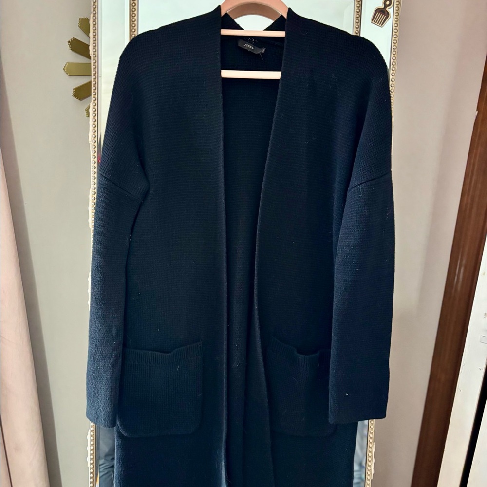 J. Crew Women's Milano Black Open-Front Cardigan